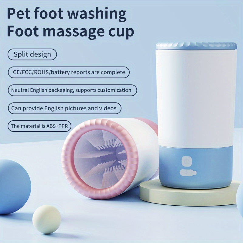 1pc 3-in-1 Electric Pet Grooming Tool - USB Rechargeable, Portable Silicone Self-Cleaning Paw Washer for Dogs & Cats, Comfortable Massage, Protects Claws, Ideal for Outdoor Use!