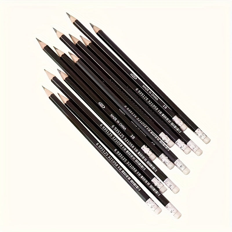 12pcs/Box New 2B Pencil Writing Utensils Sketch Set Pencil Hand Drawing Painting Tools 2B Exam Pencil Art Supplies Pen Stationery Fine writing tools