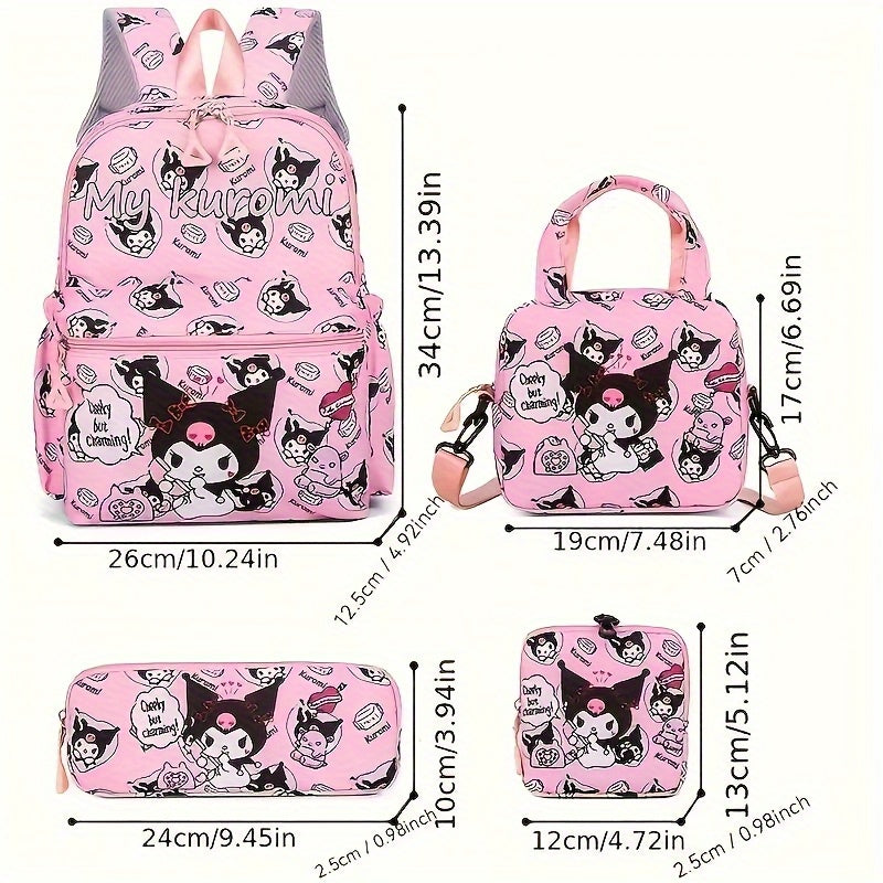 4pcs Sanrio Hello Kitty Backpack Set - Durable Nylon