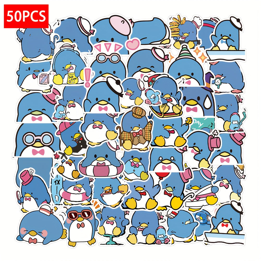 50pcs Sanrio Tuxedo Sam Sticker Pack - Cute Blue PVC Decals with Unique Designs for Phones, Books, Skateboards & Earphones, High Quality & Durable Decoration, Stickers for Phone Case, Skateboard Accessories, Playful Designs,