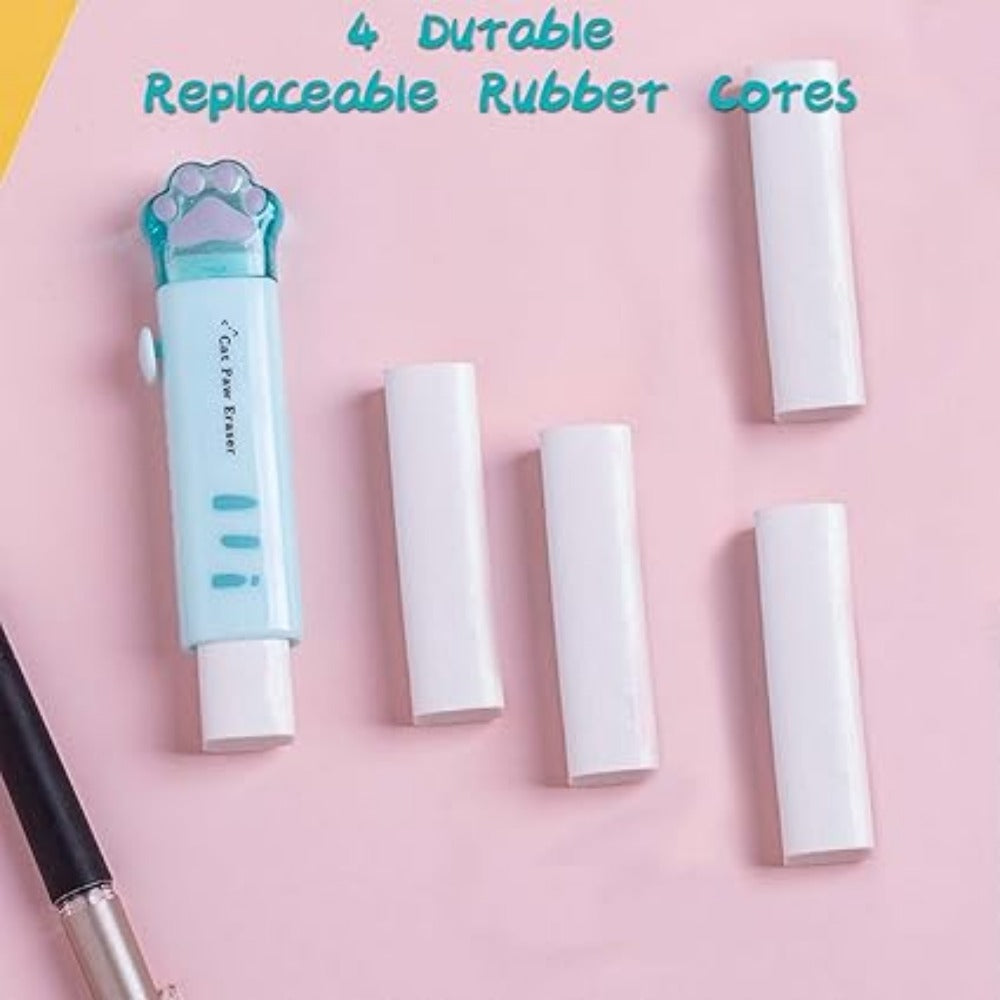 4pcs Cute Erasers, Retractable Eraser Kawaii Cat Paw Erasers for people,Rubber Push-Pull Eraser for Writing,Drawing Aesthetic Erasers for Office Supplies