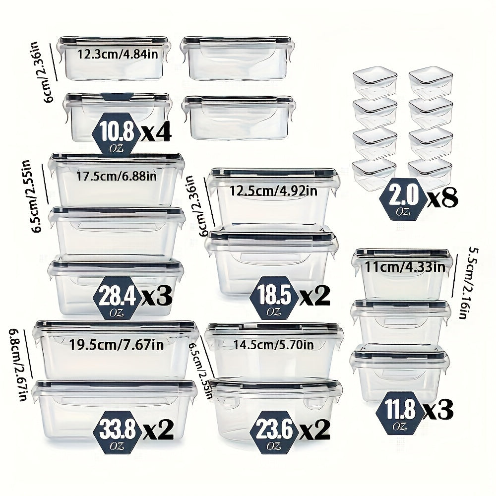 48pcs/set Food Storage Box Set, Lunch Boxes, Fresh-Keeping Box with Easy-to-Fast Lid (24 Lids + 24 Containers) - Sealed Plastic Container for Use in Pantries, Travel, Outdoor Picnics, Kitchen Organization, Includes Labels and