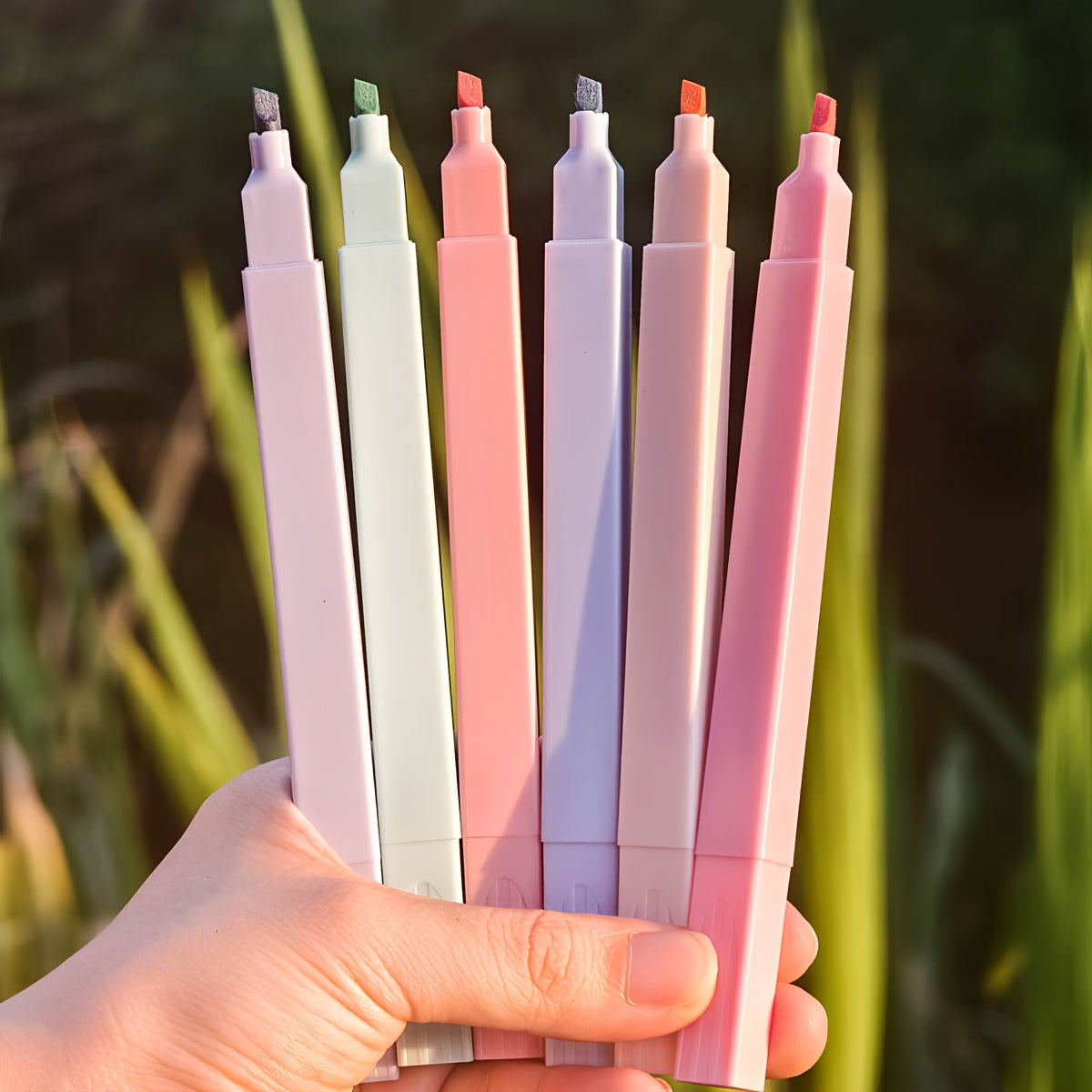 12-Pack Soft Color Highlighter Set | Flat Tip Design, Non-Smudge, Leak-Proof, Plastic Material - Suitable for Journaling, Office Work & Expert Use
