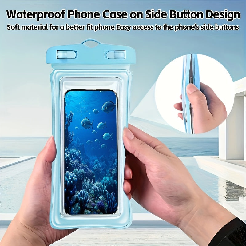 1PSC/2pcs new four-color optional summer waterproof mobile phone bag air hemming thickened mobile phone case waterproof bag, waterproof mobile phone case universal mobile phone of various sizes, suitable for beach cruise trav