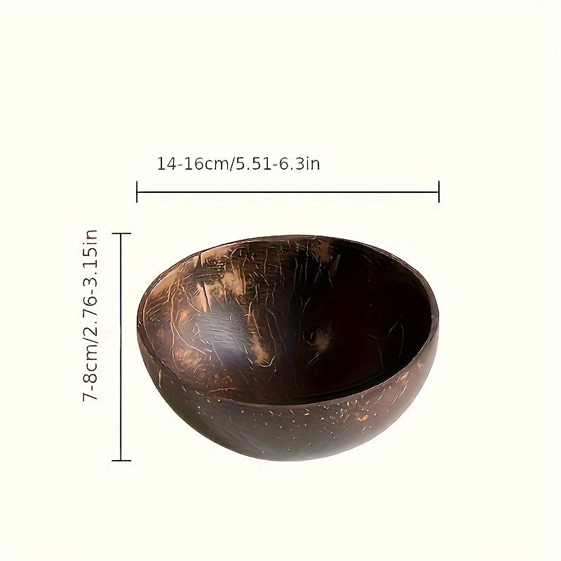 4 Natural Coconut Shell Bowls with 4 Coconut Wood Spoons – High-Quality, Washable Wooden Bowls for Yogurt, Salad, Ice Cream, and More – Deep Brown, Perfect for Cooking & Dining, Kitchen Tableware|Coconut Shell Aesthetic|N