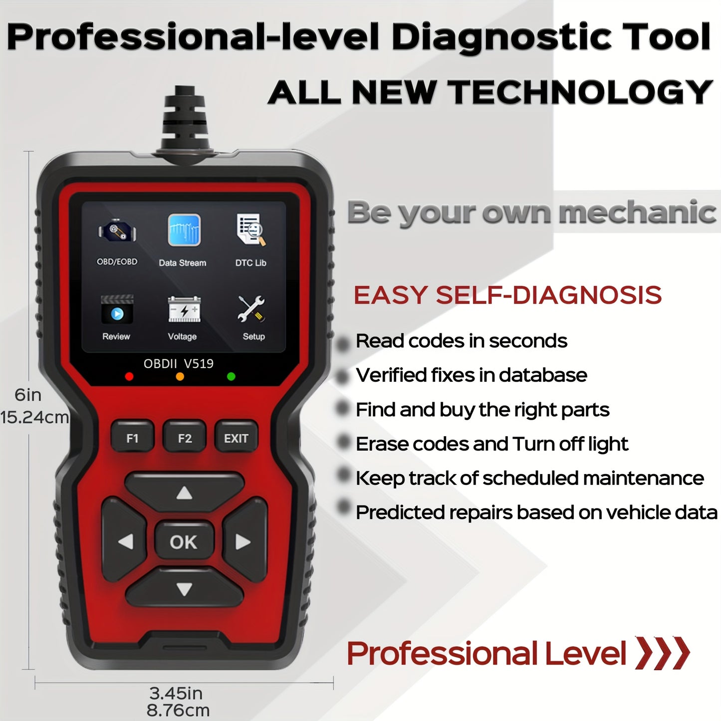 Professional OBD2 Scanner with 35,901 DTC Library & 2025 Model Updates - Live Data Stream, Battery Voltage Checker, Check Engine Light Reset, No Battery Required for Cars, Trucks, SUVs (2024 Release), Vehicle Maintenance Tool