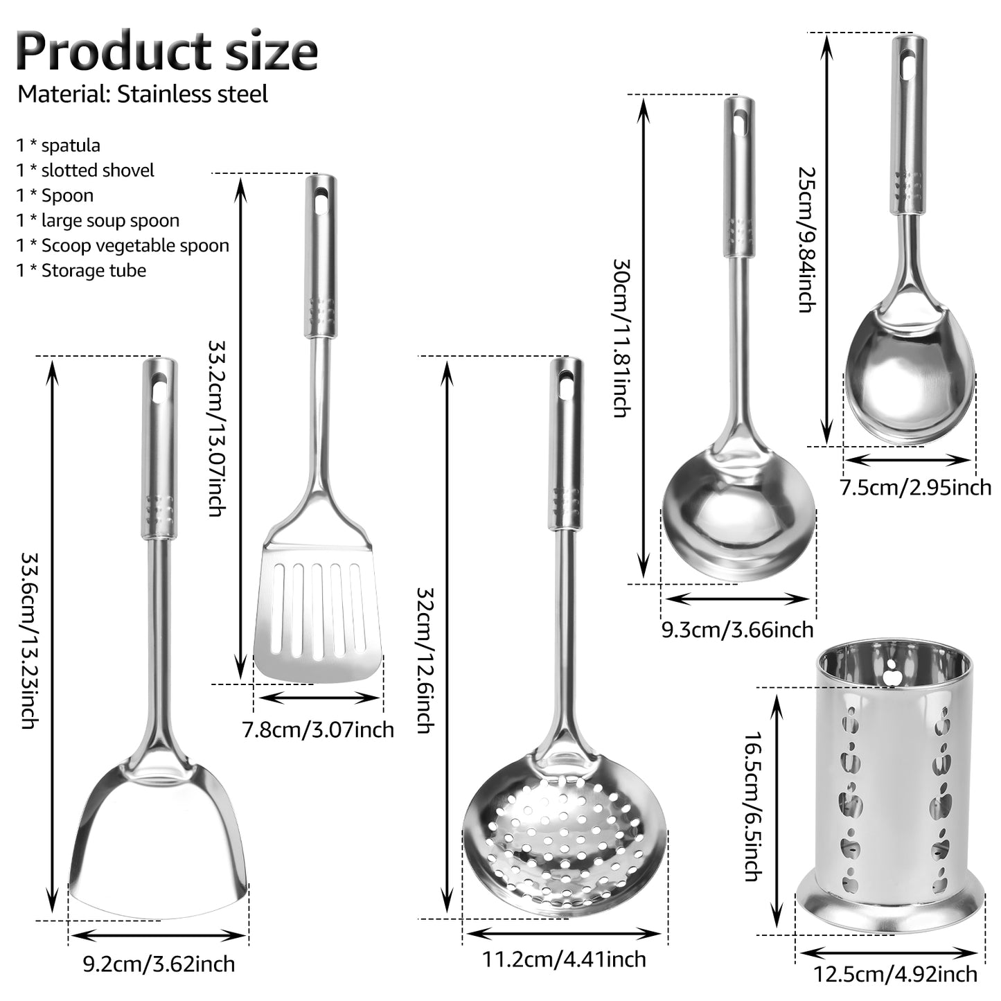 6 件套 Cooking Utensils Set Kitchen Utensils Set Portable Rust-Resistant Stainless Steel Spatula Utensils Set with Organizer for H
