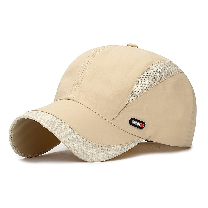 Men'S Breathable Mesh Baseball Cap - Black, Lightweight, Quick-Dry Polyester, Fashionable Outdoor Sports Hat with Adjustable Snap Closure, Multiple Color Options, Sports Cap|Fashionable Cap|Adjustable Closure
