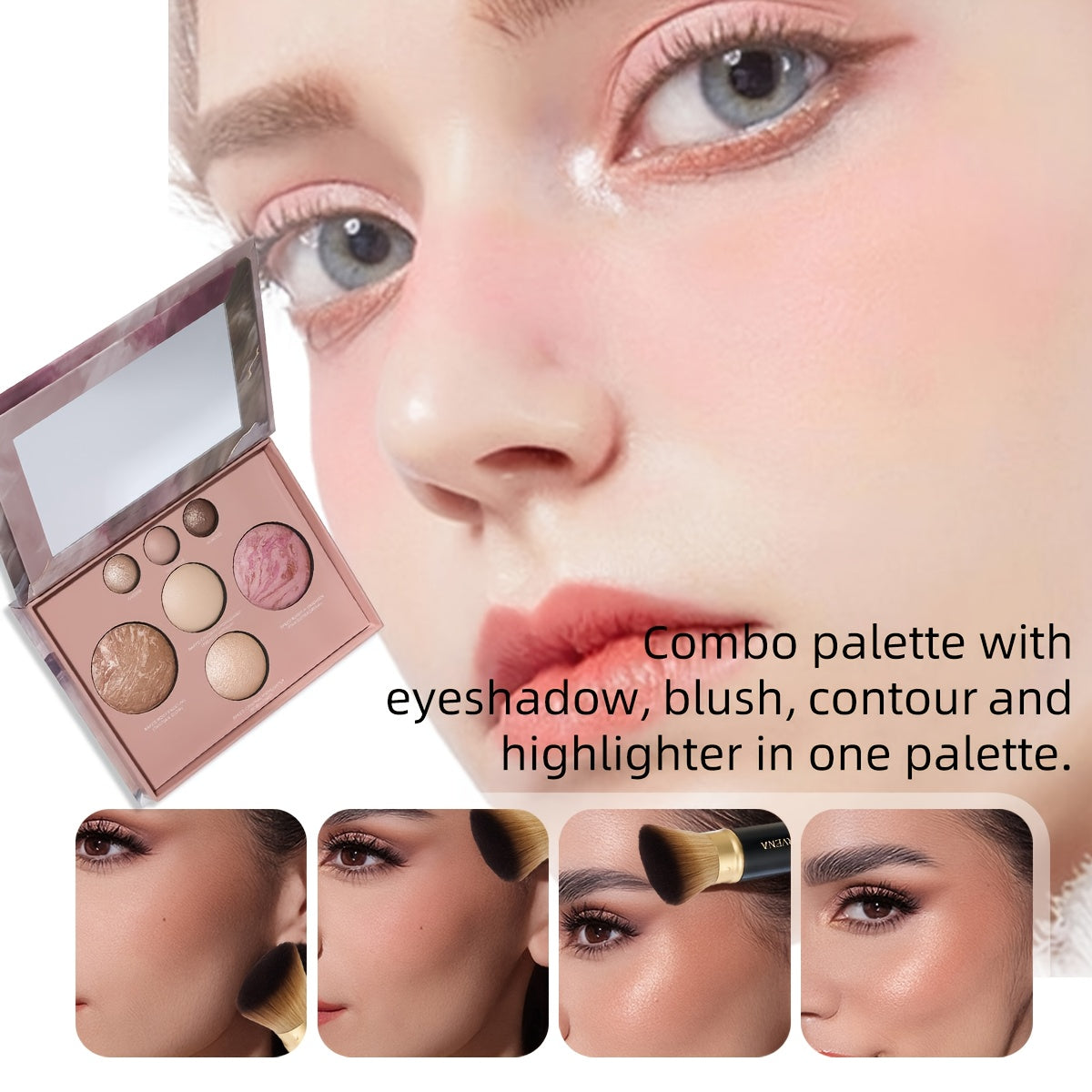 Best Baking Palette - Full Size Includes Bronze, Blush & Setting Powder Multicolour Waterproof Highlighter Concealer Smudge-Proof for Travel.