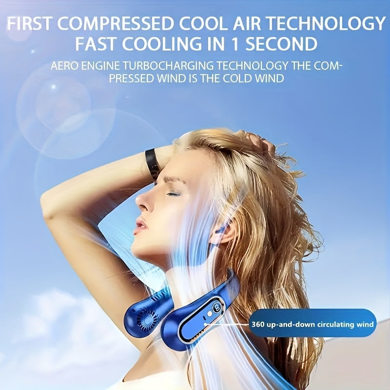 Portable USB Neck Fan - Wearable, Rechargeable, 360° Flexible Cooling, Quiet Operation, Powerful Airflow
