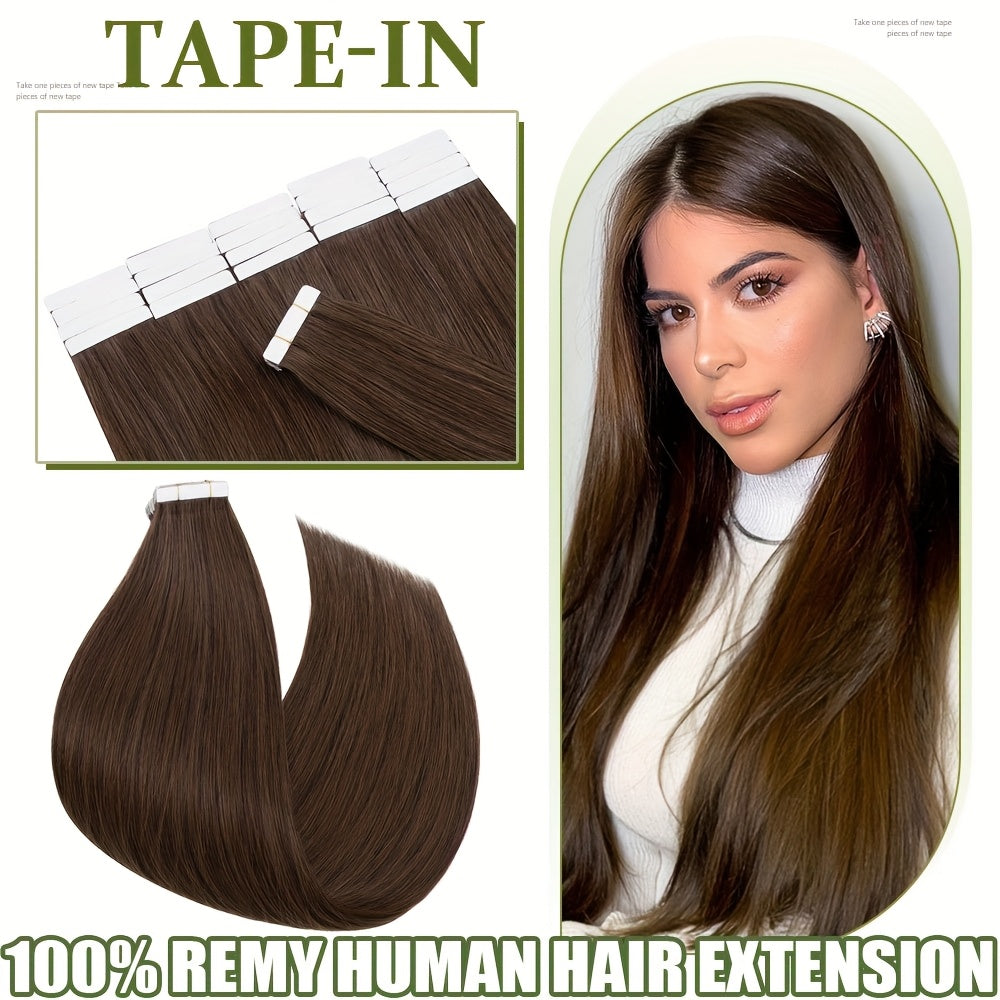 20pcs (50g Each) Brazilian Virgin Hair Extensions - 100% Remy Human Hair, Natural Brown/Blonde/Red/Black/, Straight Hair Extensions with Seamless Beige Weft, Long 35.56-60.96 cm Lengths for Women.