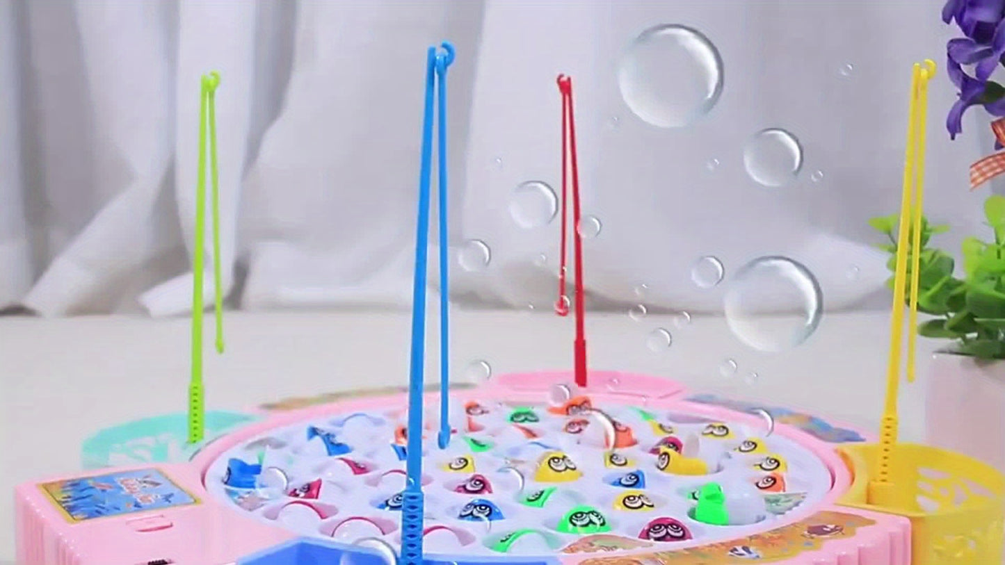 15/24 Fish Fun Electric Fishing Toy, Rotating Fishing Plate, Set of Fishing Toys, Children's Fishing Toys, Music Rotating Fishing Plate Set, Children's Desktop Competition Toy, Birthday and Thanksgiving Gifts, Best Gift for B