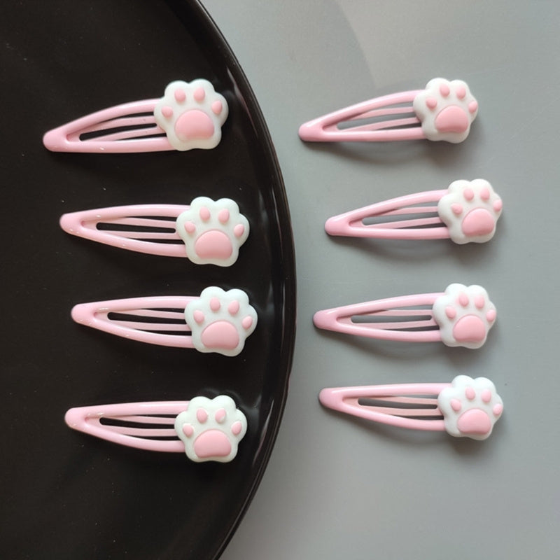2/4/8pcs Pink And Tender Hair Clip, Cute Cartoon Cat Paw Hair Accessory, No Harm to Hair, Sweet And Girlish Heart, Student Hair Clip Hair Accessory, Headwea