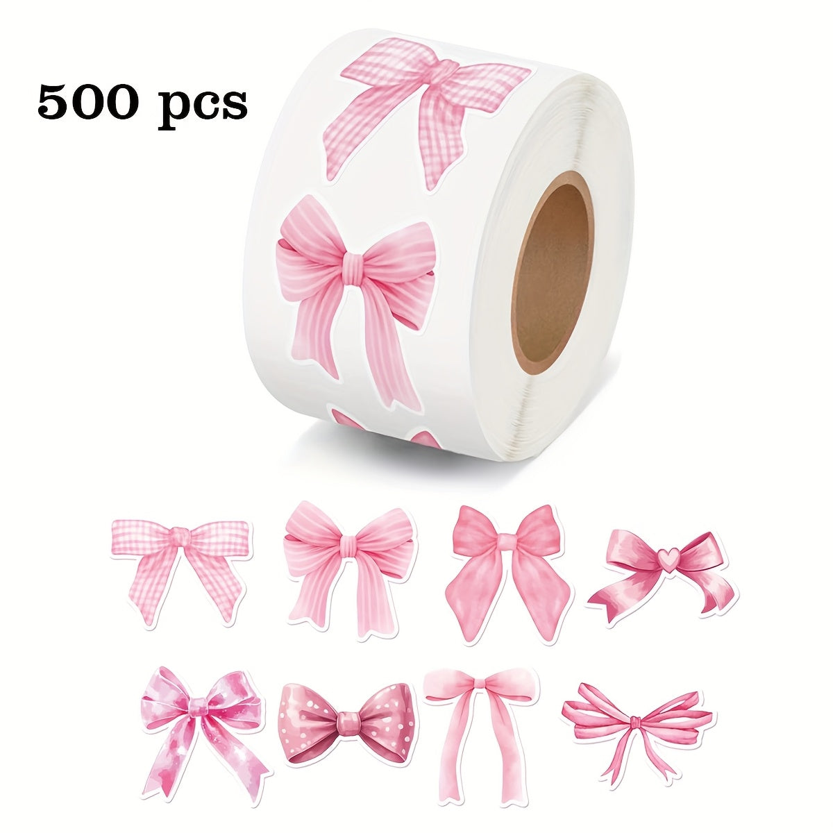 500 Stickers Per Roll, Pink Shaped Self-Adhesive Paper with 16 Design Options, Perfect for Lively Girls' Aesthetics, Suitable for Gifts, Notebooks, Laptops, Bottles, Scrapbooking, Luggage, Envelopes, And DIY Decorations, Made