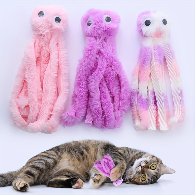 1pc Cartoon Octopus Design Cat Toy - Durable, Chewable, Interactive Plush Toy for Cats and Dogs - Fun, Colorful, Soft, and Safe Pet Supply
