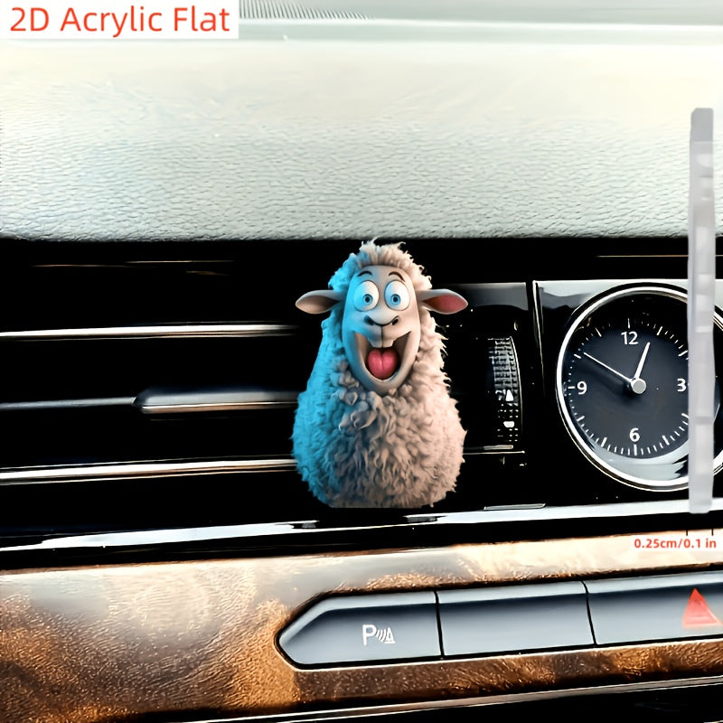2D Acrylic Flat Fun Lamb 2D Acrylic Automobile Air Freshener Suit-Long Lasting Fragrance with Aromatherapy Pad/Compression Stick/Stick Option-Funny Car Interior Design Accessories