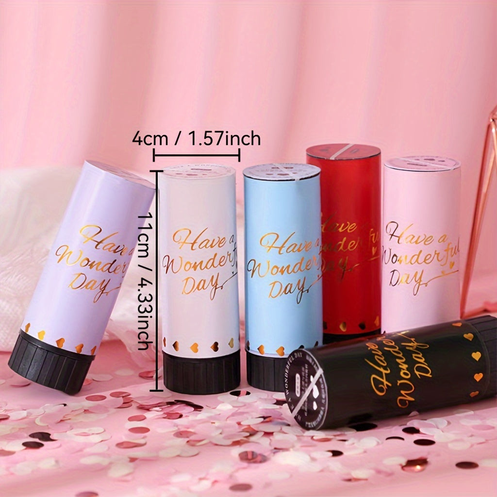 # 5pcs Handheld Confetti Cannon Set for Weddings & Birthdays, Paper Confetti Popper Tubes with Custom Messages, Universal Celebration Party Favors for Adults 18+