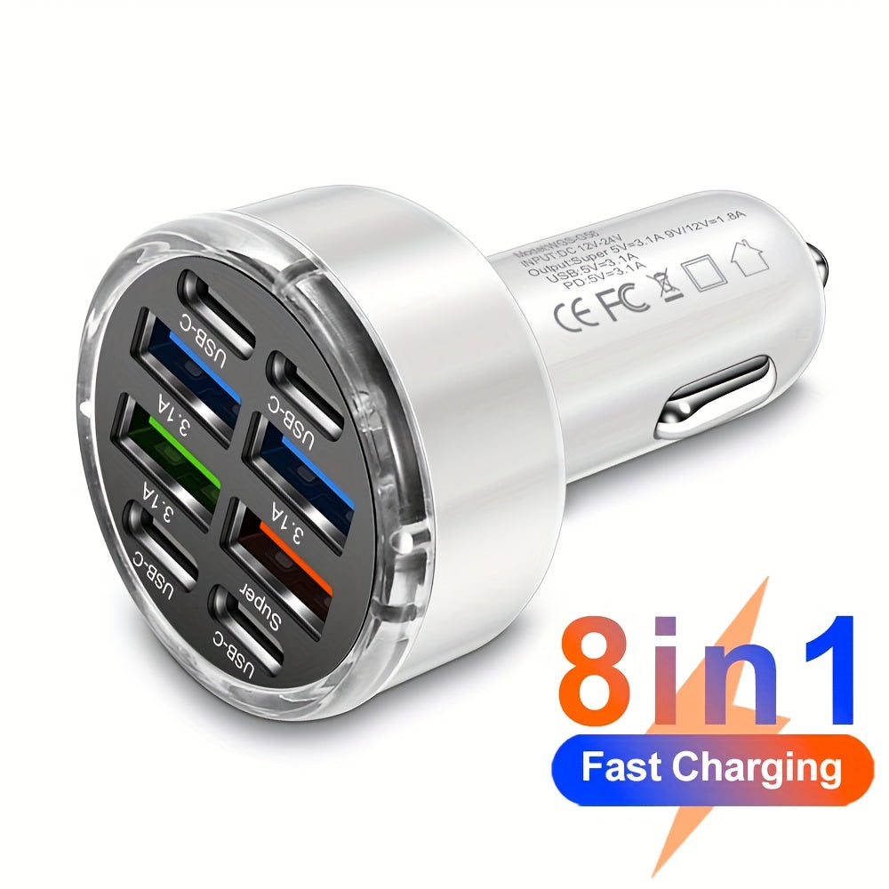8-in-1 Car Charger with QC3.0 & PD