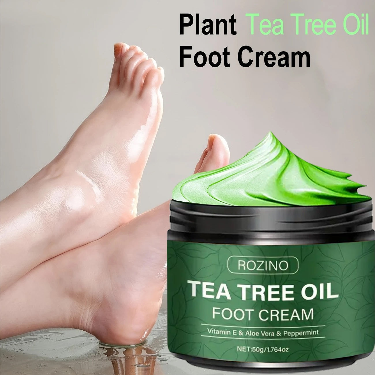 2pcs Tea Tree Oil Foot Cream, Rich in Vitamins E, Aloe Vera & Peppermint,