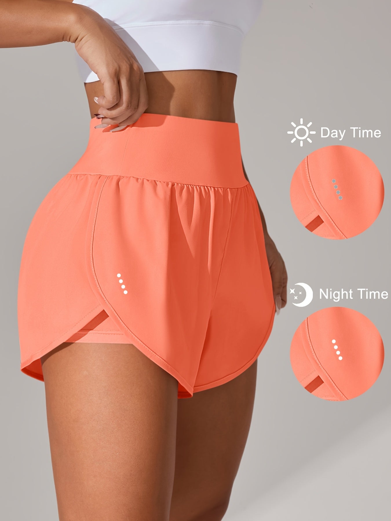 Light Blue High-Waisted Yoga Shorts with Ruffles