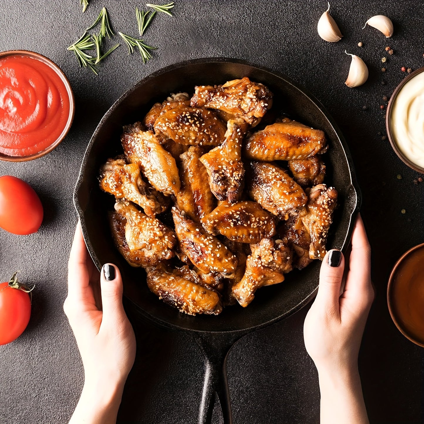 3pcs Pre-Seasoned Cast Iron Skillet Set With Pouring Lip - Heavy Duty & Non-Stick For Effortless Grilling, Searing, Frying & Baking - Versatile Black Pans (15.24 cm, 20.32 cm, 25.4 cm) With Comfort Handles