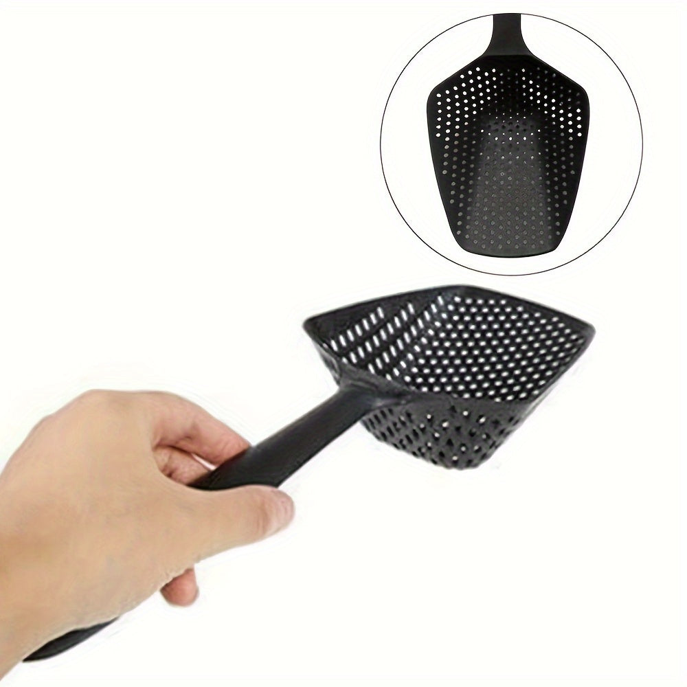 1pc Durable PP Plastic Kitchen Strainer Spoon, Integrated Cooking Draining Scoop, Rust-Resistant, No Electricity Required, Ideal for Christmas, New Year, Valentine'S Day, and Housewarming Gifts