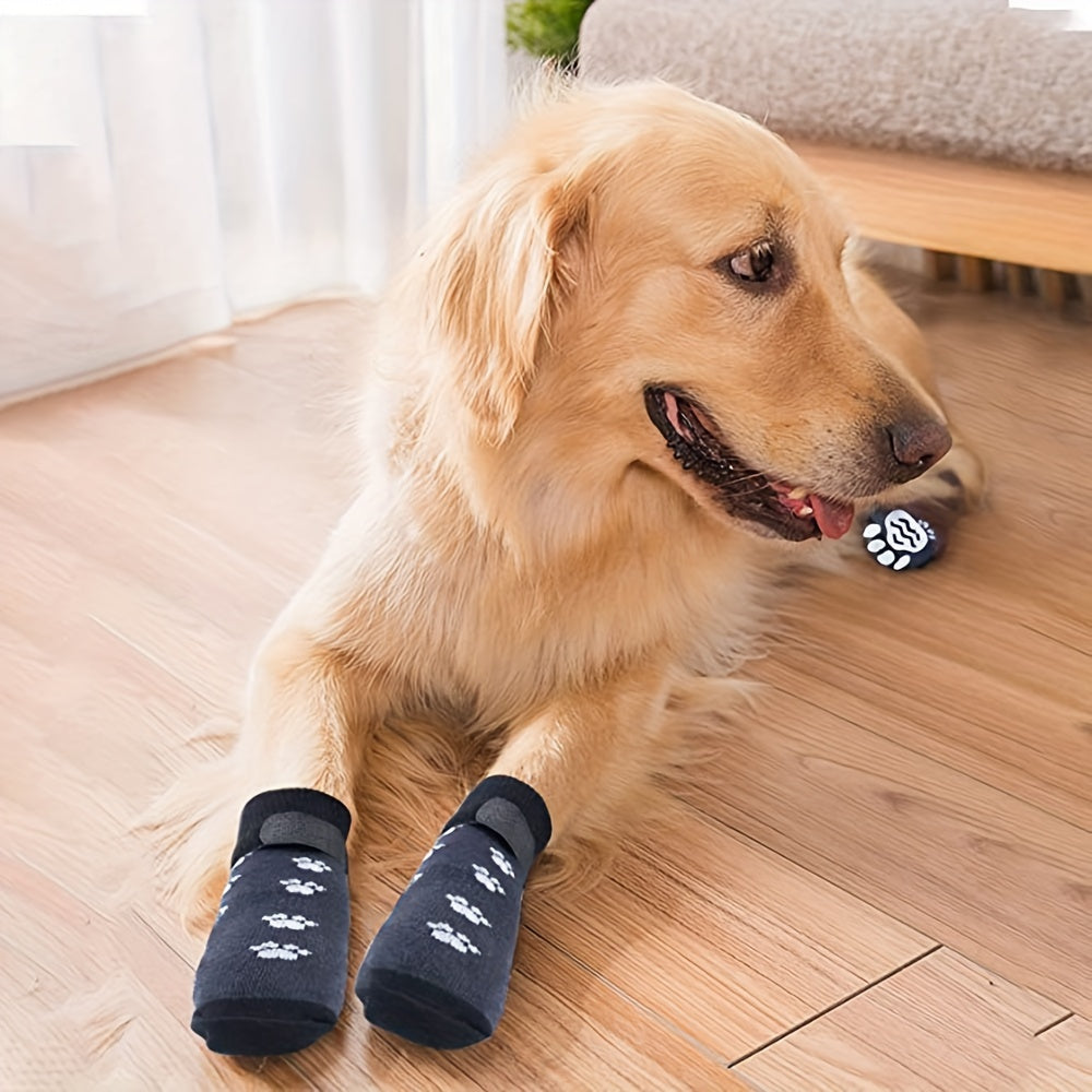 Anti-slip, Dog, Socks, Adjustable, Paw, Protector, Indoor, Black