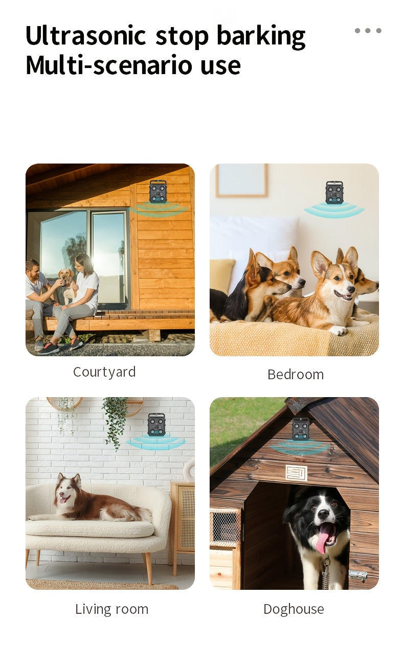 Soundwave technology Anti-Bark Device for Dogs & Humans, Rechargeable USB-Powered with 300Hz-30KHz Range, Intelligent Bark Recognition, 3 Training Modes, Automatic Stop Barking Detection, Quad-Core Soundwave Technology