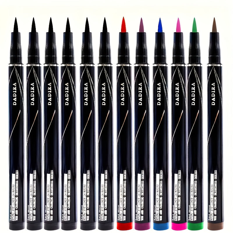 12pcs Liquid Eyeliner, Coloured, Waterproof, Smooth, Easy to Apply, Long-lasting, Non-Fading