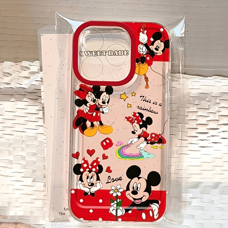 Disney Has Licensed a Transparent Phone Case Featuring a Red Minnie Mouse, Compatible with Iphone 16/15/14/13/12/11/XS/XR/X Plus Pro Max. This Cute And Stylish TPU Case Offers Full Coverage And Makes for an Ideal Gift.