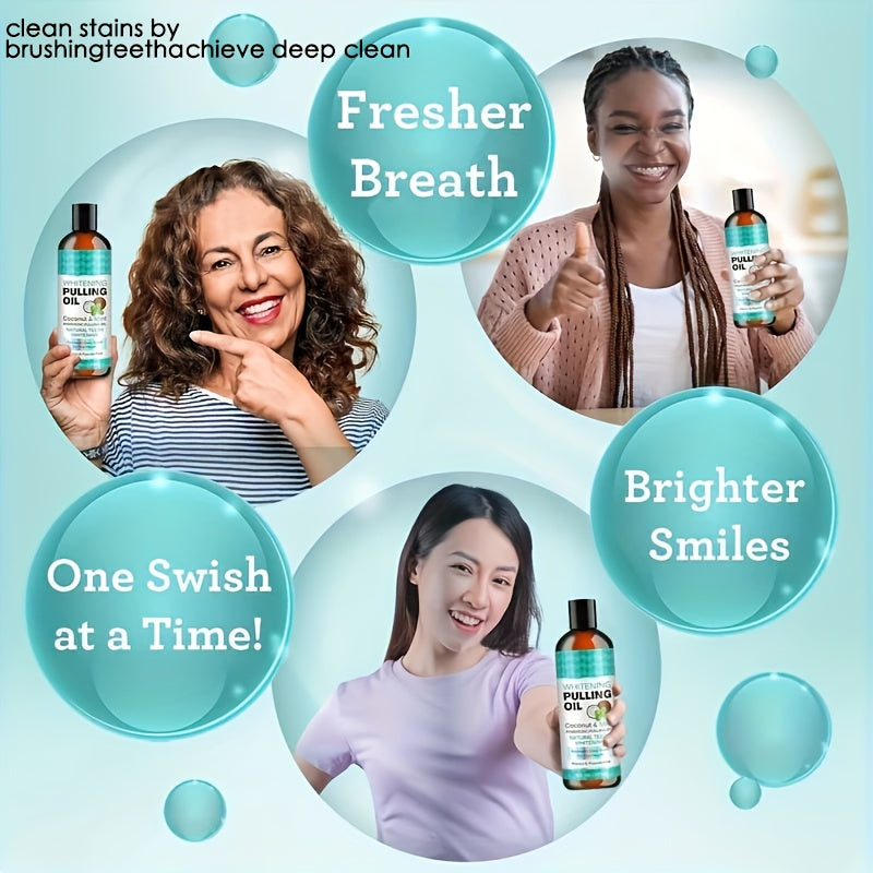 315Ml Concentrated Coconut Oil Mouthwash Set, Deep Cleaning Oral Care with Measuring Cup And Tongue Scraper, Fresh Breath, Daily Use for Oral Care.