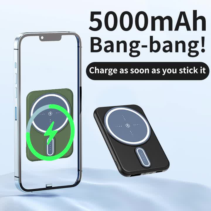New 5000mAh Magnetic Wireless Power Bank for Apple 15 Pro / 14 Max / 13 / 12 Android Phones with LED Power Display, Portable Charger for Outdoor Travel Emergency Backup Mobile Power Supply, Gift