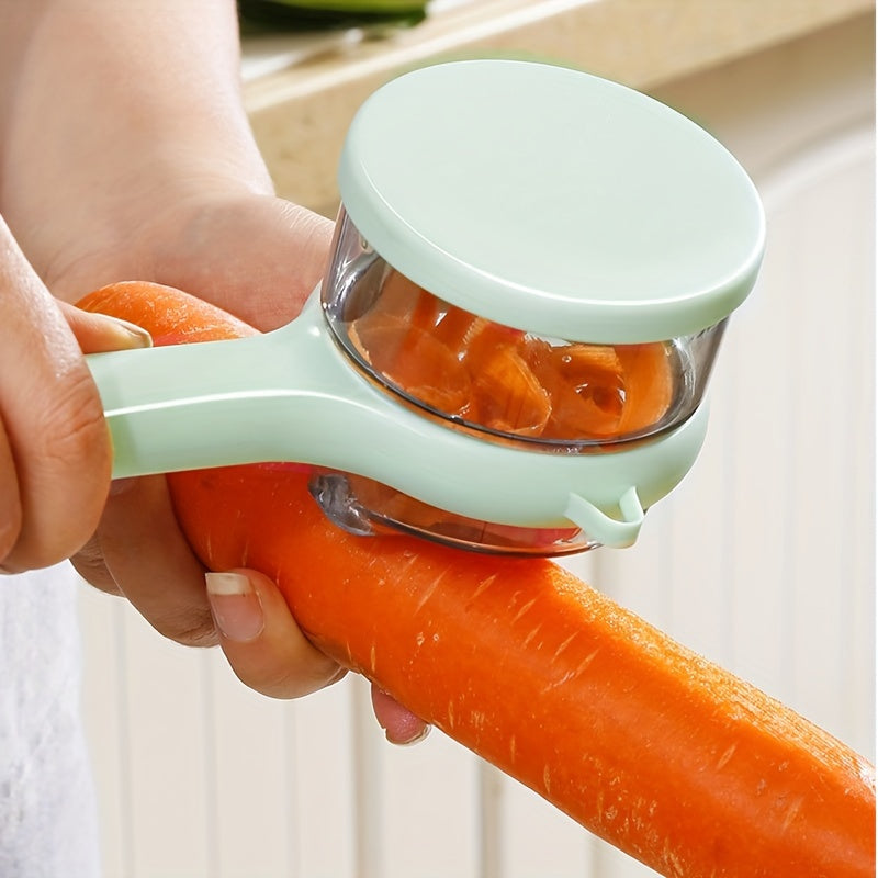 1pc Multi-Functional Peeler with Storage Bucket - Durable Plastic, Manual Operation, for Fruits & Vegetables, Kitchen Gadget, Food Prep Tool, Non-Electric, for Home Cooking / Food Preparation / Chefs & Home Cooks