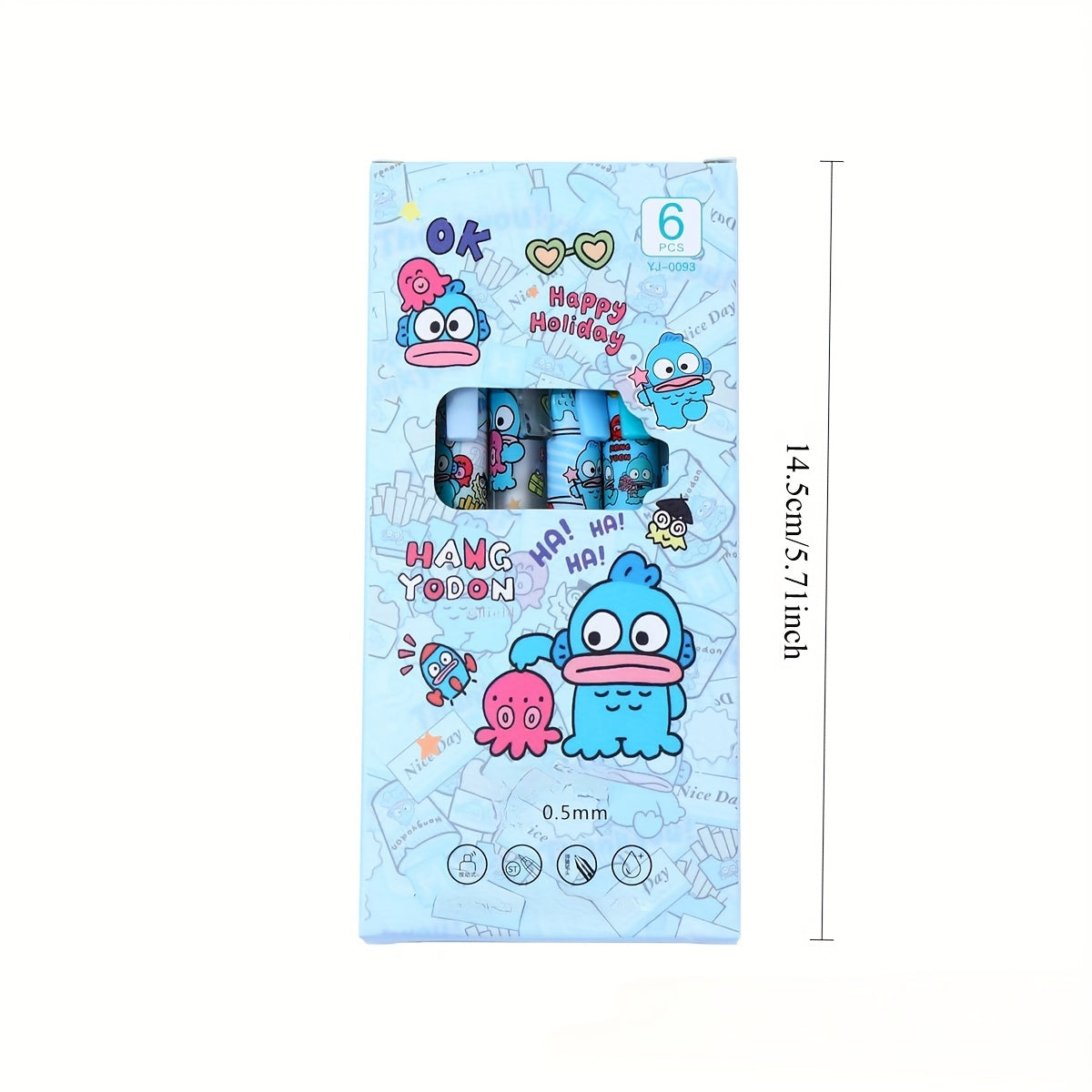 6pcs Sanrio Clownfish Quick-Dry Gel Pens, Fine Point, Black Ink, Smooth Writing for Journaling, Office Supplies, and School Stationery