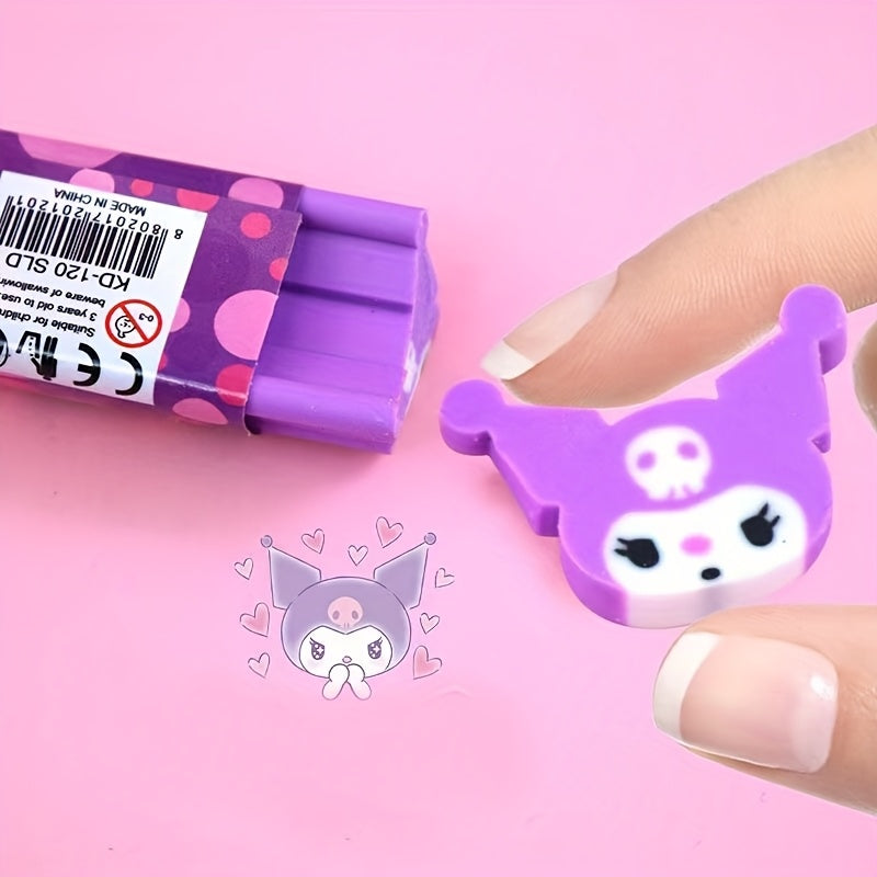 6pcs Licensed for kuromi for cinnamoroll Cartoon Erasers, Fun Erasers, as Prizes Stationery Gift