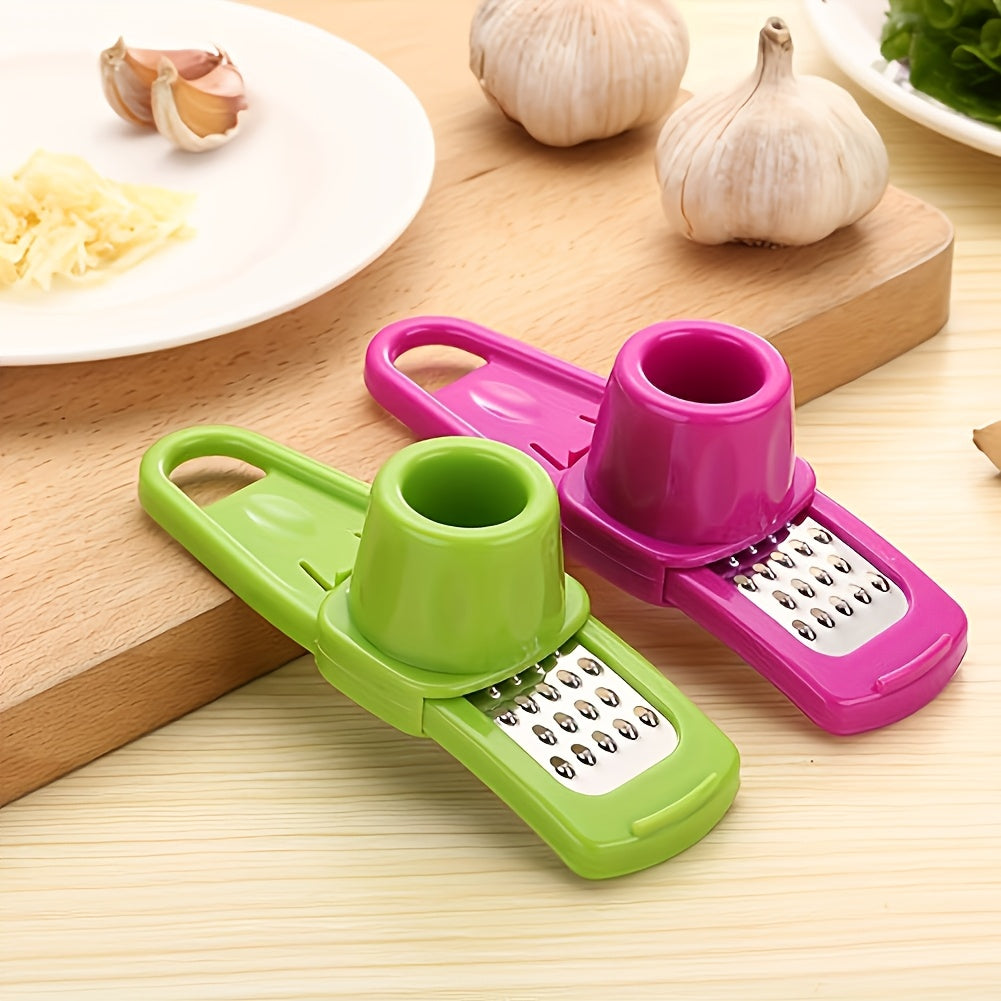 3-in-1 Multifunctional - Metal & Plastic Garlic & Ginger Press - Manual Kitchen Gadget Tool, Food Contact Safe, No Electricity Needed