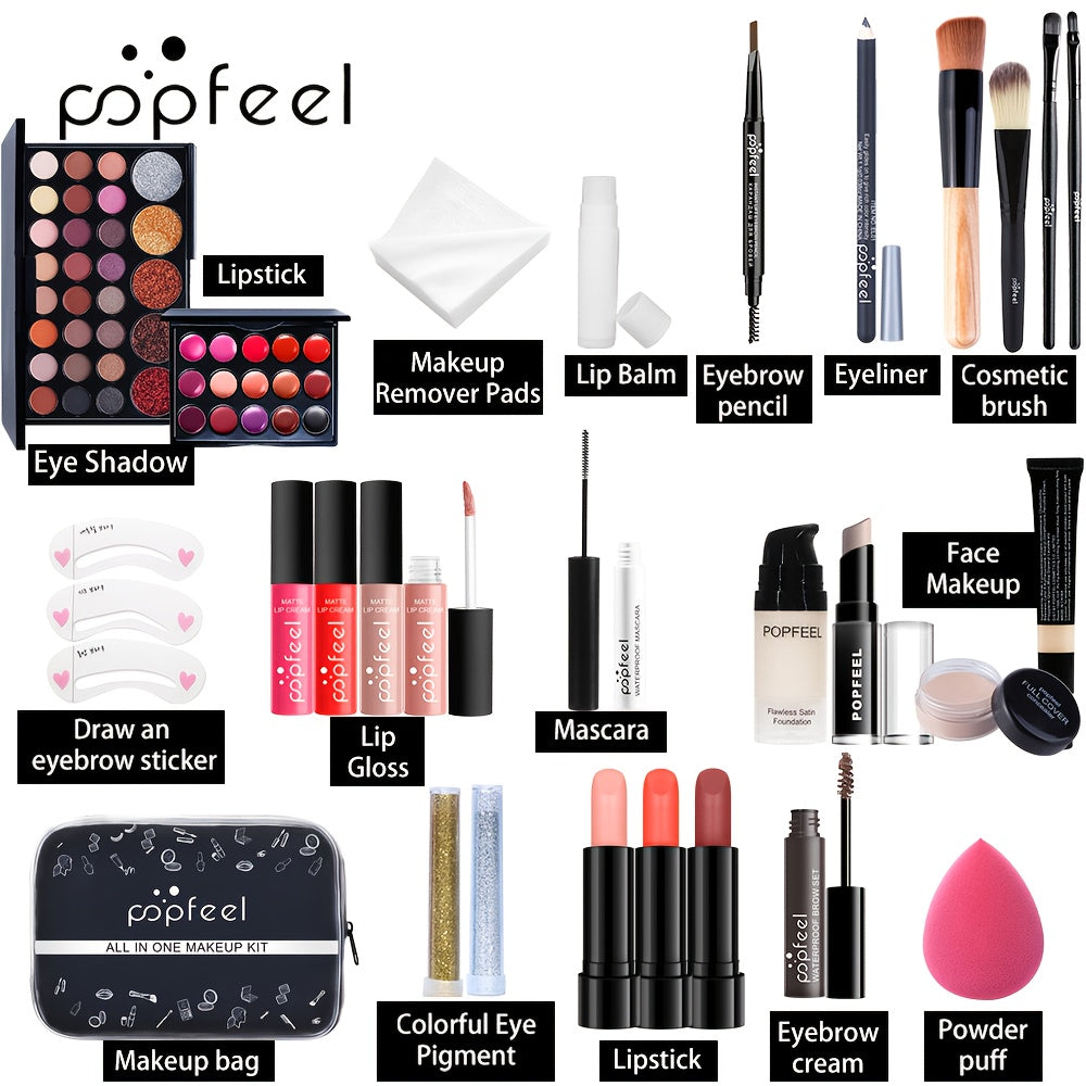 POPFEEL Eyeshadow Makeup Kit: Complete Set for Beginners,