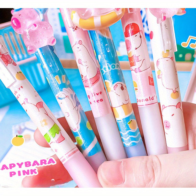 3/4pcs Capybara Summer Automatic Pencils 0.5mm Cute Moving Pencils Student Special Stationery Writing Pencils Automatic Pencils Random Style