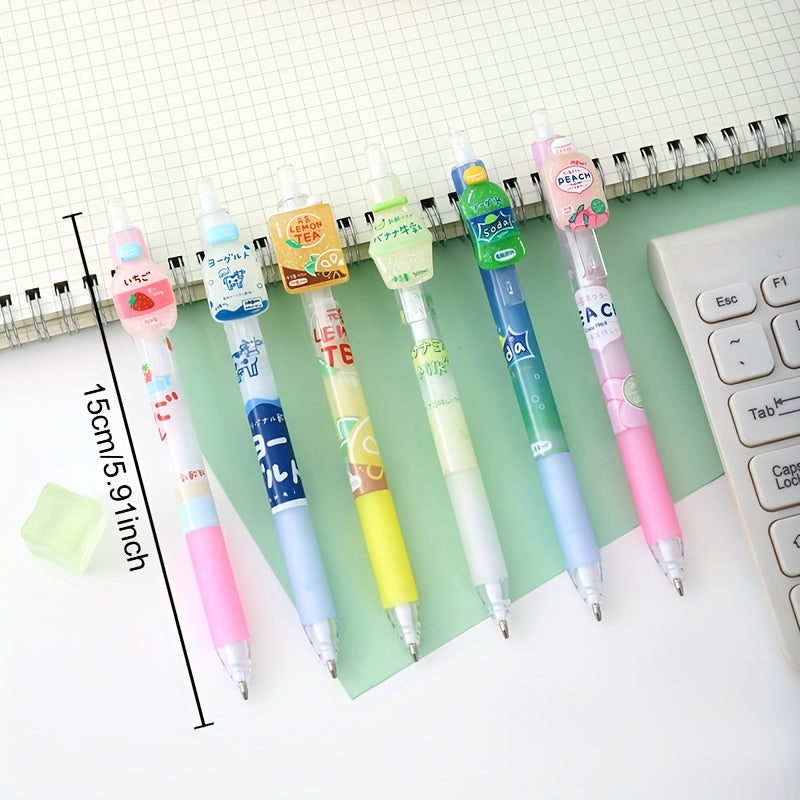3-Pack Drink-Themed Click Gel Pens - Soda Bottle Styled Retractable Pens with Quick-Dry Ink, Smooth Writing for Office, School & Kawaii Stationery Lovers
