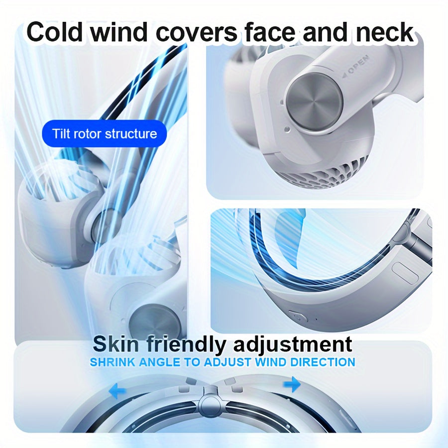 Upgraded Bladeless Neck Fan – Portable, Rechargeable, Wearable Cooling