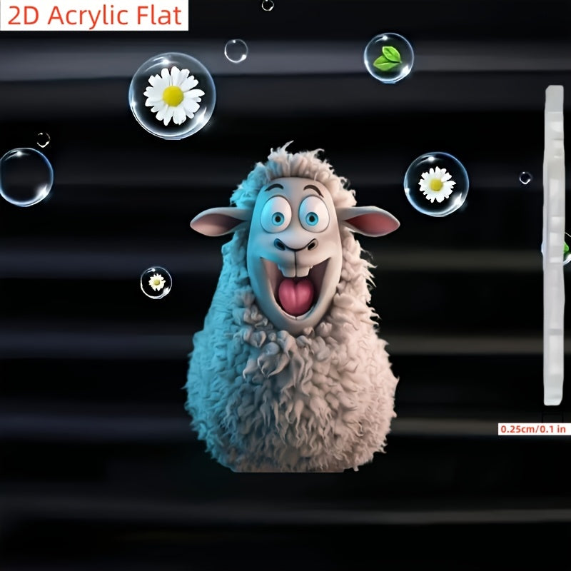 2D Acrylic Flat Fun Lamb 2D Acrylic Automobile Air Freshener Suit-Long Lasting Fragrance with Aromatherapy Pad/Compression Stick/Stick Option-Funny Car Interior Design Accessories