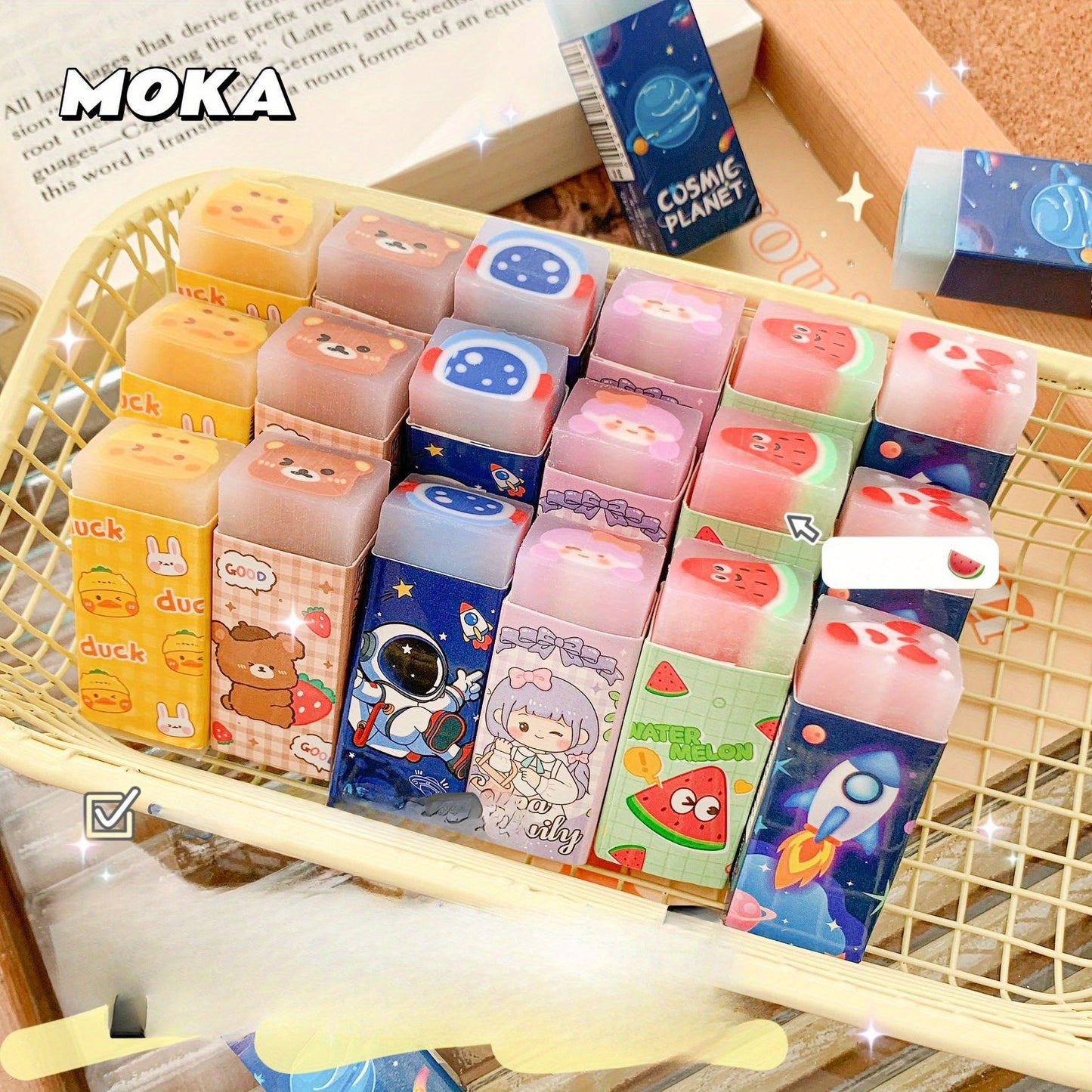 6pcs Cartoon Jelly Erasers | Cute Fruit And Animal Designs, Can Be Cut And Leave No Marks