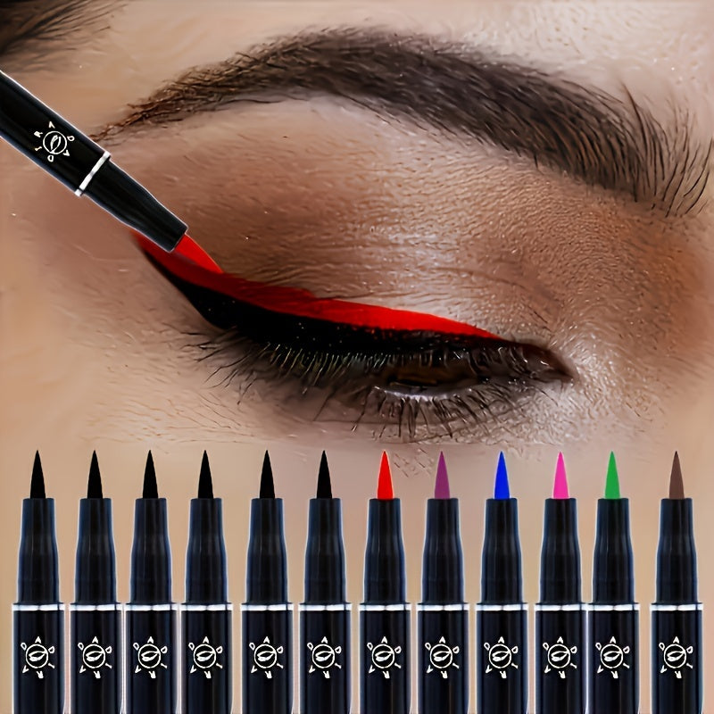 12pcs Liquid Eyeliner, Coloured, Waterproof, Smooth, Easy to Apply, Long-lasting, Non-Fading