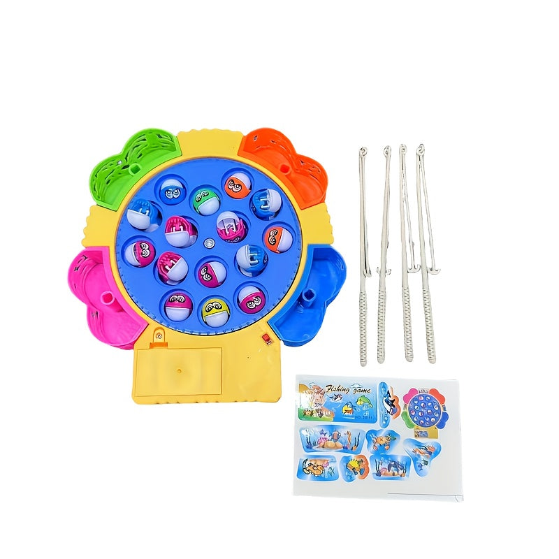 15/24 Fish Fun Electric Fishing Toy, Rotating Fishing Plate, Set of Fishing Toys, Children's Fishing Toys, Music Rotating Fishing Plate Set, Children's Desktop Competition Toy, Birthday and Thanksgiving Gifts, Best Gift for B