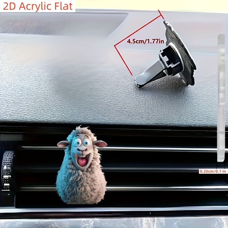 2D Acrylic Flat Fun Lamb 2D Acrylic Automobile Air Freshener Suit-Long Lasting Fragrance with Aromatherapy Pad/Compression Stick/Stick Option-Funny Car Interior Design Accessories