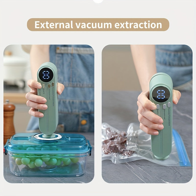 1pc Multi-Functional Automatic Food Sealer, Portable Wireless Vacuum Sealer with Snack Bag Sealing, External Suction & Inflation, Long-Term Food Preservation, Compact & Easy-to-Use Design, Ideal for Kitchen & Outdoor Picnics,