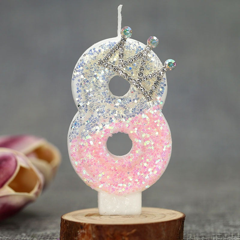 3D Princess Cake Topper Candle, Single Pack Glitter Number Birthday - Paraffin Wax, Single-Wick, Irregular Shape - for Party Decoration Supplies