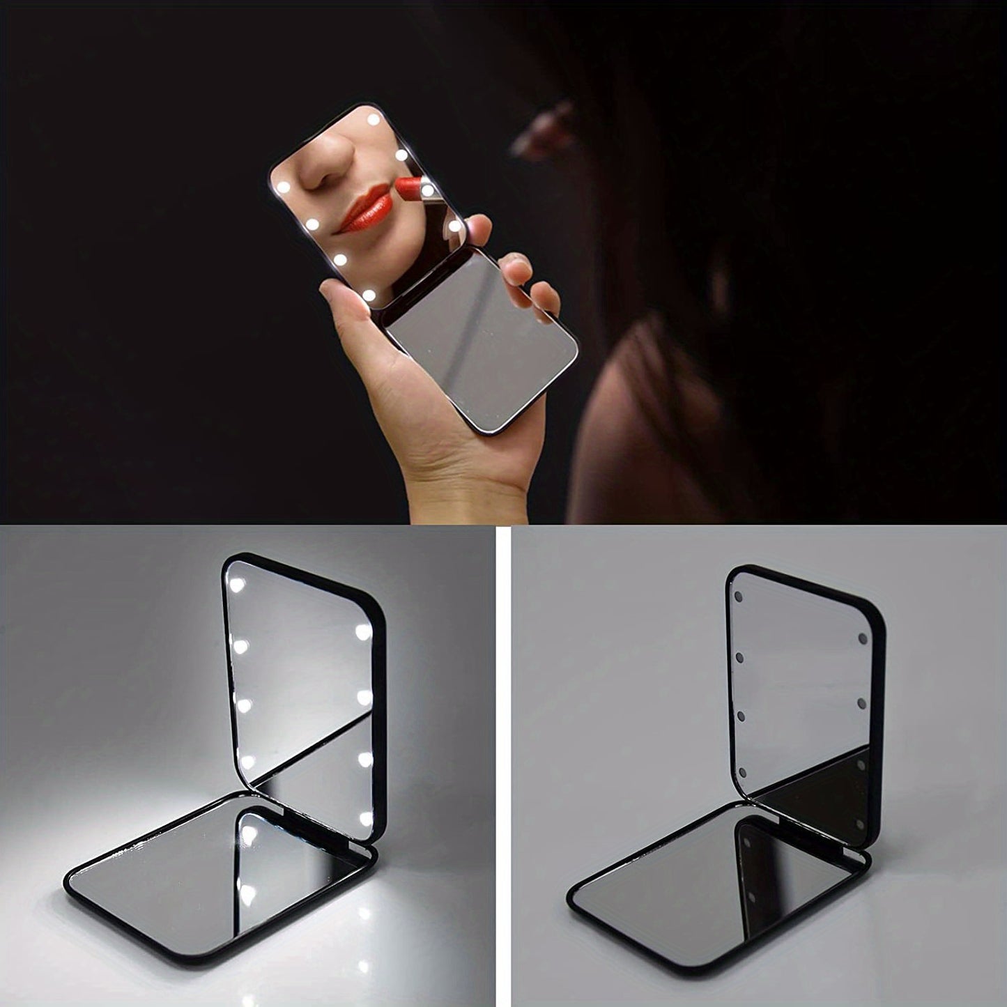 LED Pocket Makeup Mirror, 1X/3X Magnified LED Mini Compact Travel Makeup Mirror,