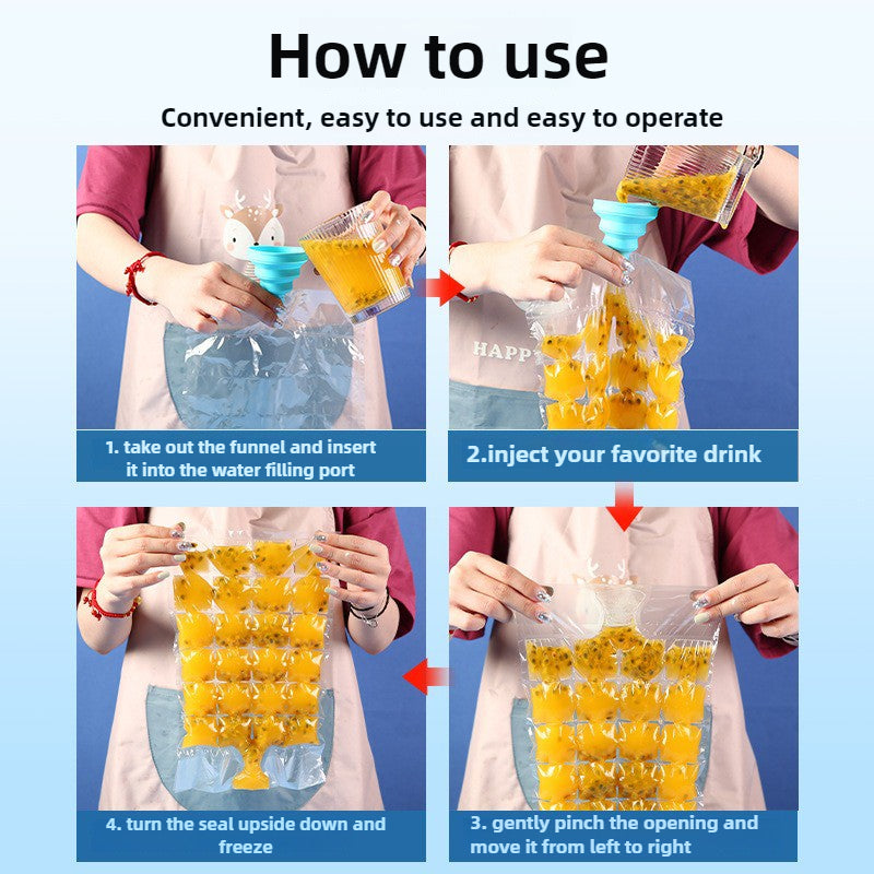 20pcs Disposable Ice Cube Bags – Self-Sealing, Free Funnel Included