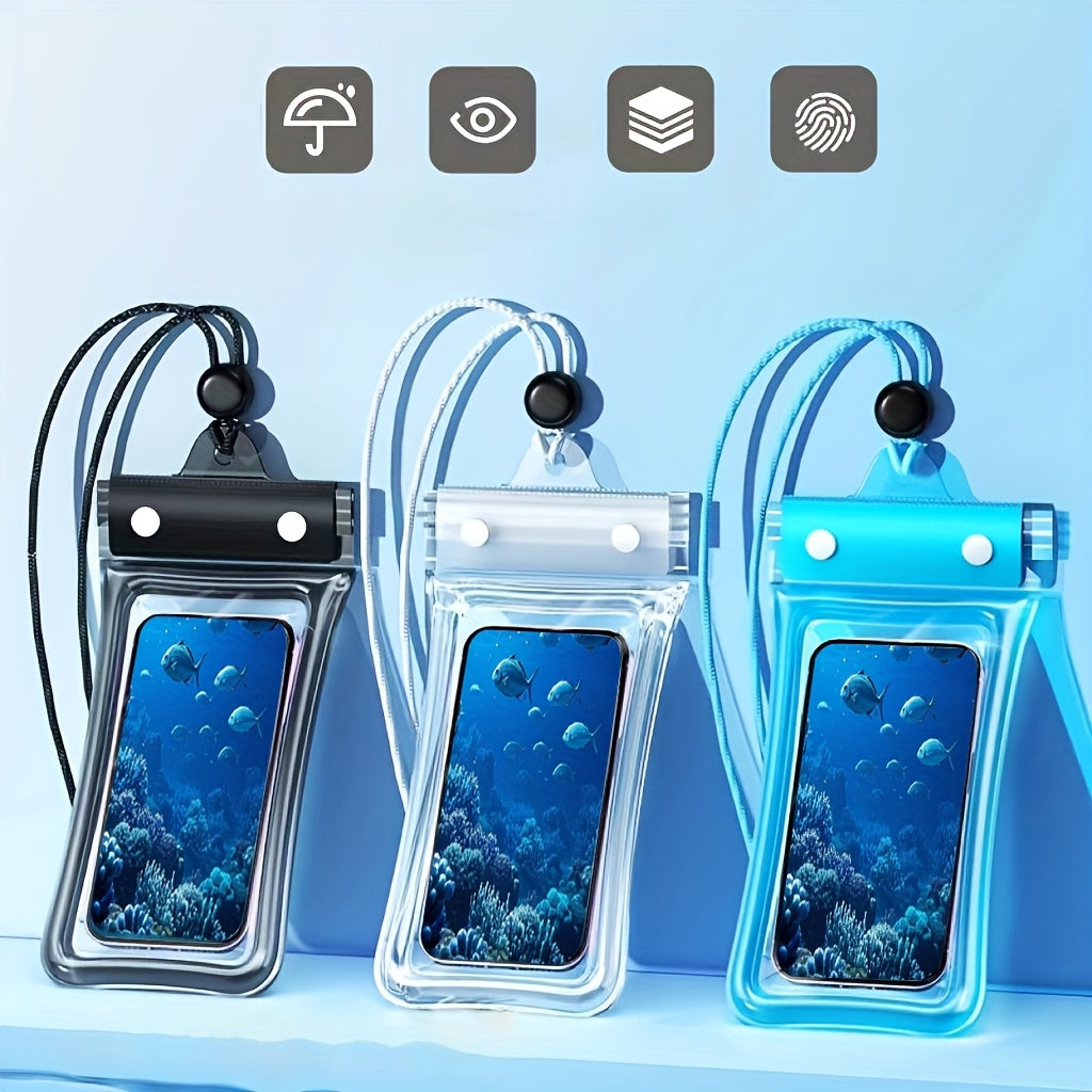 1PSC/2pcs new four-color optional summer waterproof mobile phone bag air hemming thickened mobile phone case waterproof bag, waterproof mobile phone case universal mobile phone of various sizes, suitable for beach cruise trav